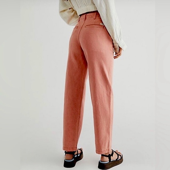 WRANGLER FREE PEOPLE PINK CHINO CASEY JONES UTILITY PANTS BOHO Y2K ANTHROPOLOGIE - Picture 3 of 14